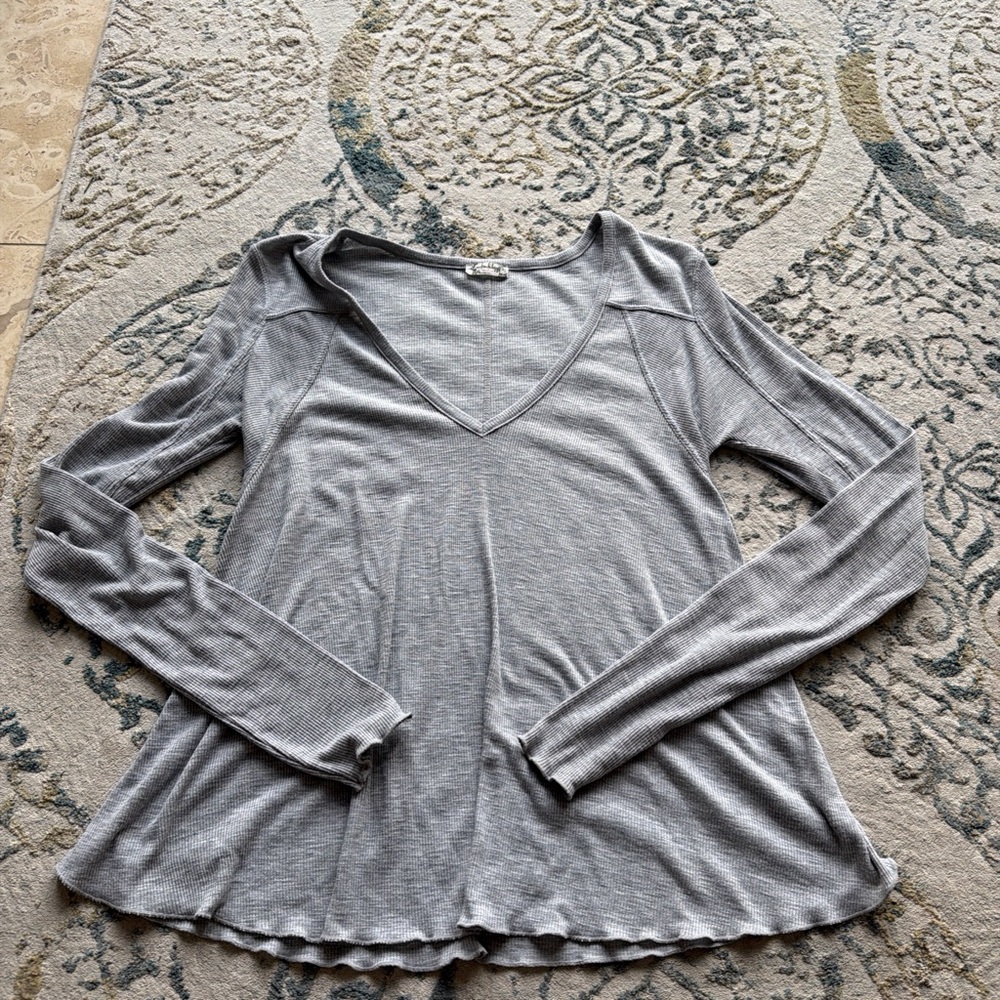 Free People Heather Gray Long Sleeve Top